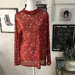 Bandana Babe Red Paisley Sheer Blouse (XL)
